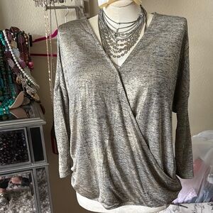 Elegant Metallic Wrap Top